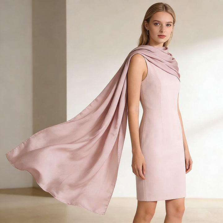 69" x 21" Classic Solid Color 100% Mulberry Silk Long Scarf for Women