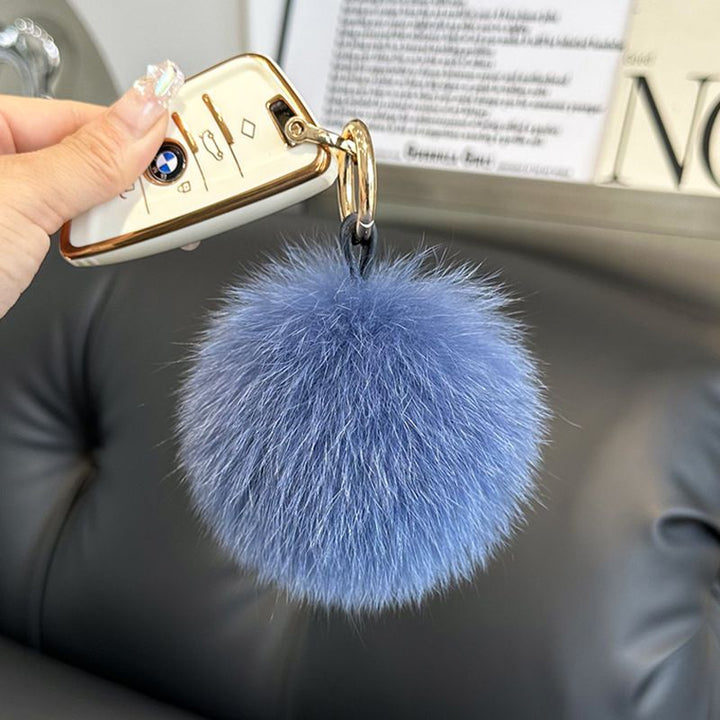 Genuine Fox Fur Pom-Pom Keychain Luxury Fluffy Fur Ball Bag Charm