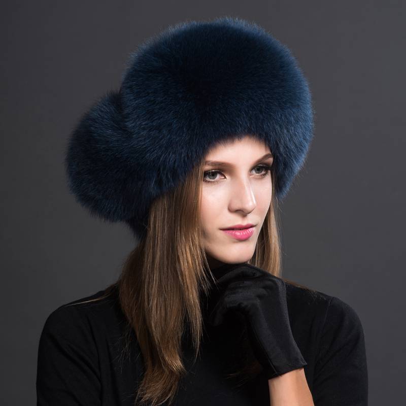 Real Fox Fur Trapper Hats for Women Winter Outdoor Cold Weather Fluffy Fuzzy Furry Genuine Fur Hats