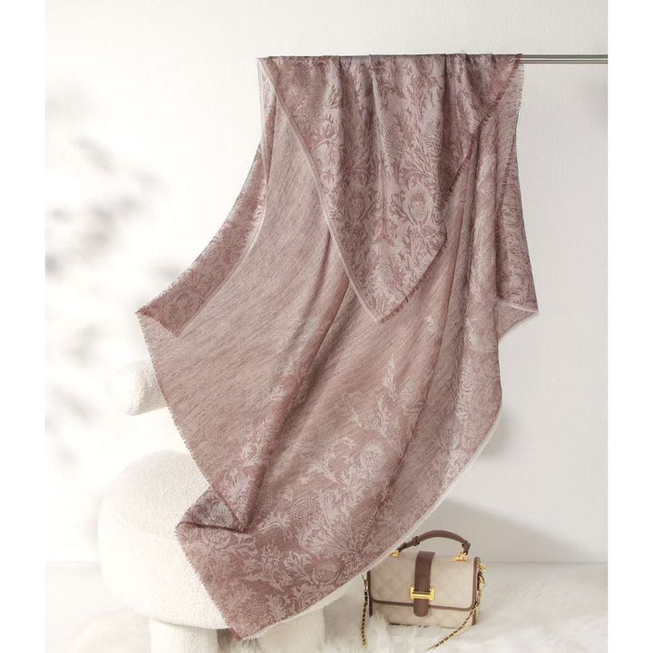 Women Summer Elgant Jacquard Lightweight Cashmere Square Shawl