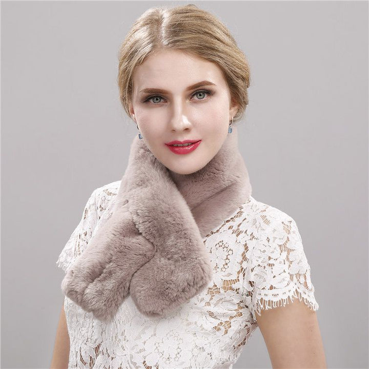 Soft Real Rabbit Fur Scarf for Women Warm Winter Collar Wrap