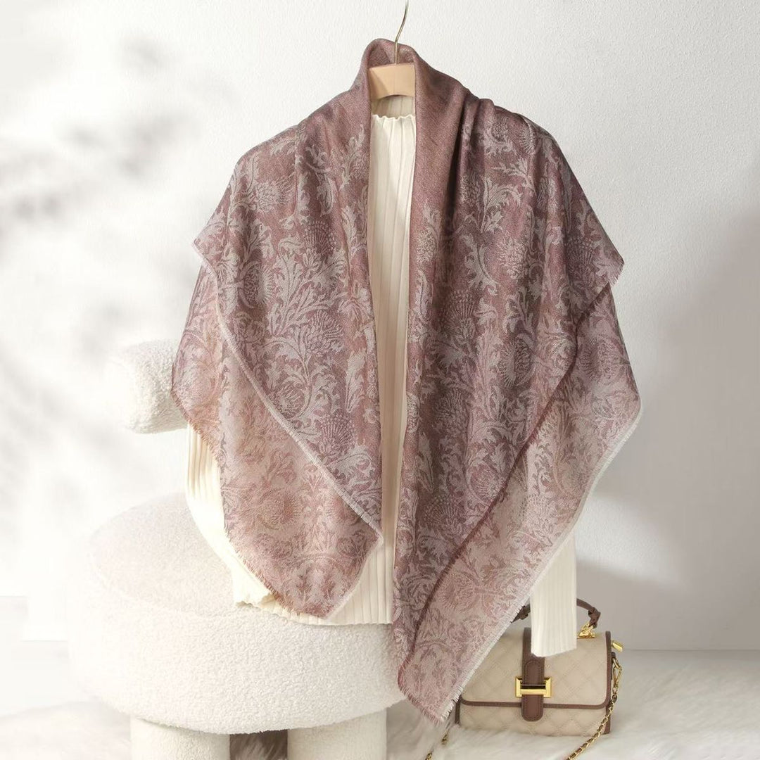 Women Summer Elgant Jacquard Lightweight Cashmere Square Shawl