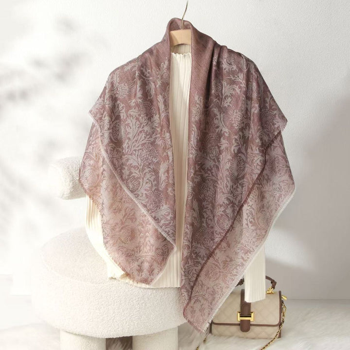 Women Summer Elgant Jacquard Lightweight Cashmere Square Shawl