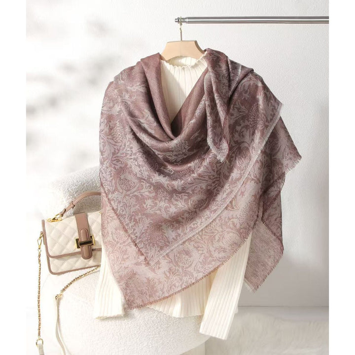 Women Summer Elgant Jacquard Lightweight Cashmere Square Shawl