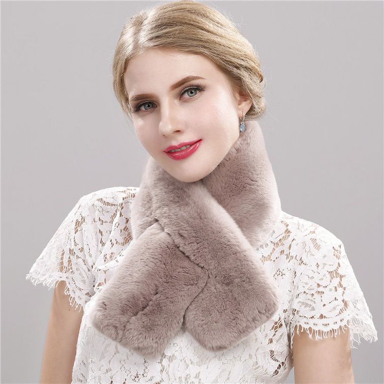 Soft Real Rabbit Fur Scarf for Women Warm Winter Collar Wrap