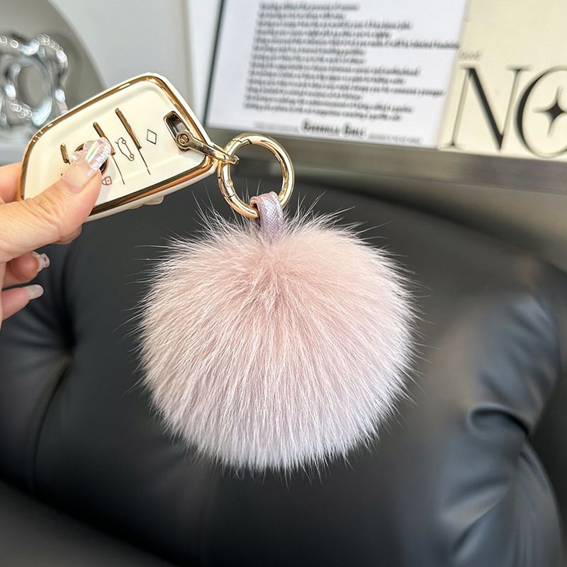 Genuine Fox Fur Pom-Pom Keychain Luxury Fluffy Fur Ball Bag Charm