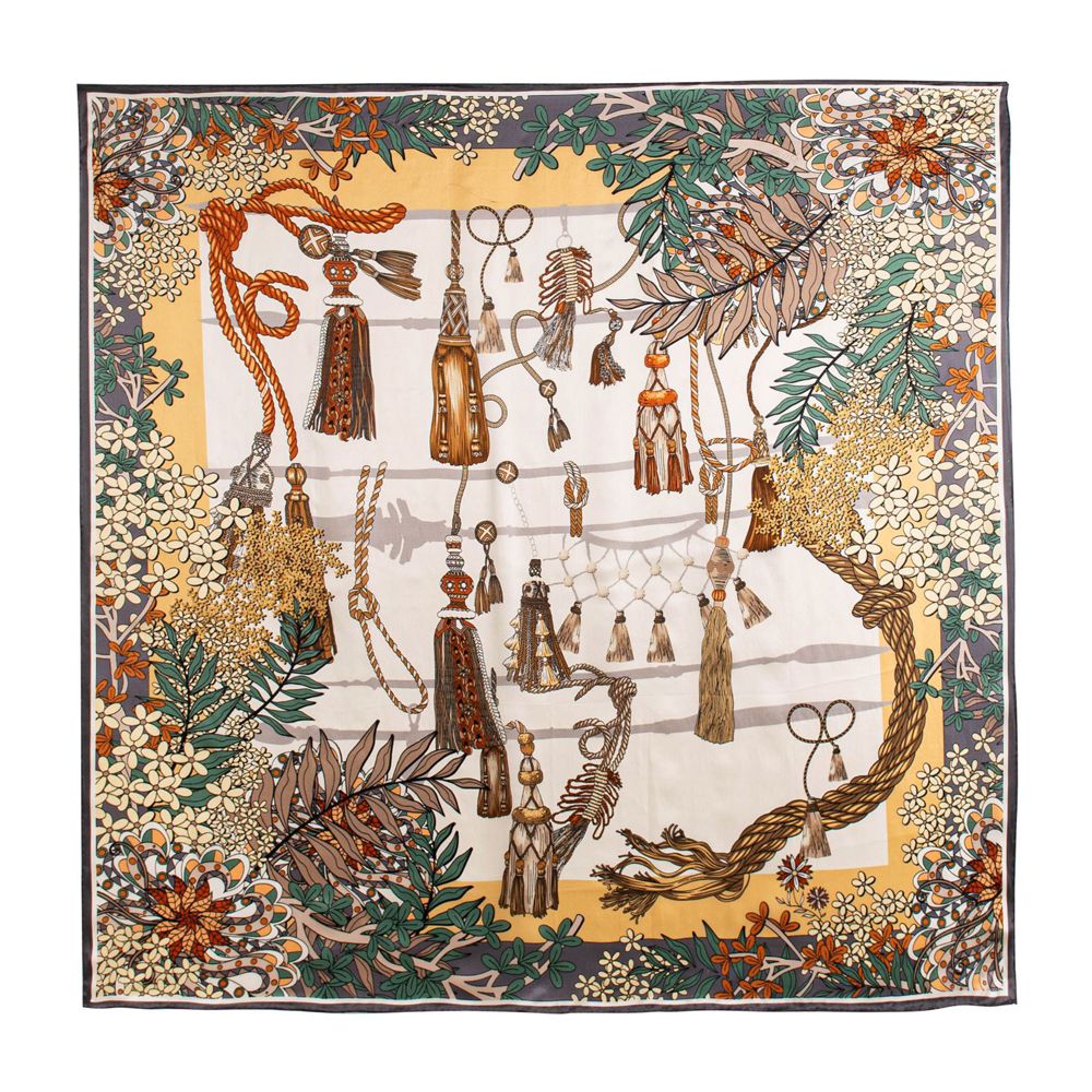 41" x 41" Classic Bloom Floral Paisley Butterfly Vintage Printed 100% Mulberry Silk Charmeuse Square Scarf
