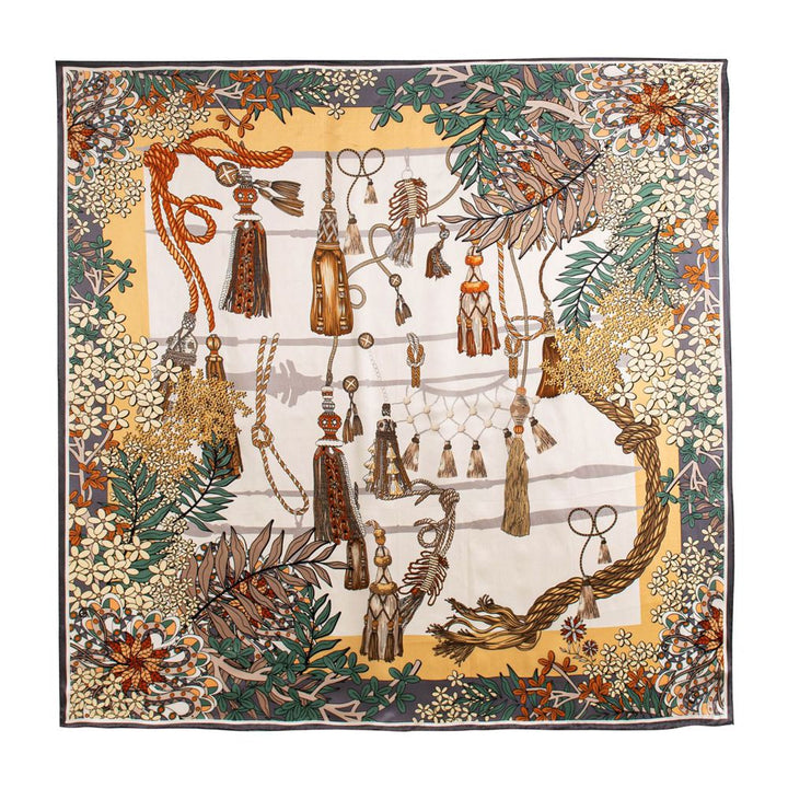41" x 41" Classic Bloom Floral Paisley Butterfly Vintage Printed 100% Mulberry Silk Charmeuse Square Scarf