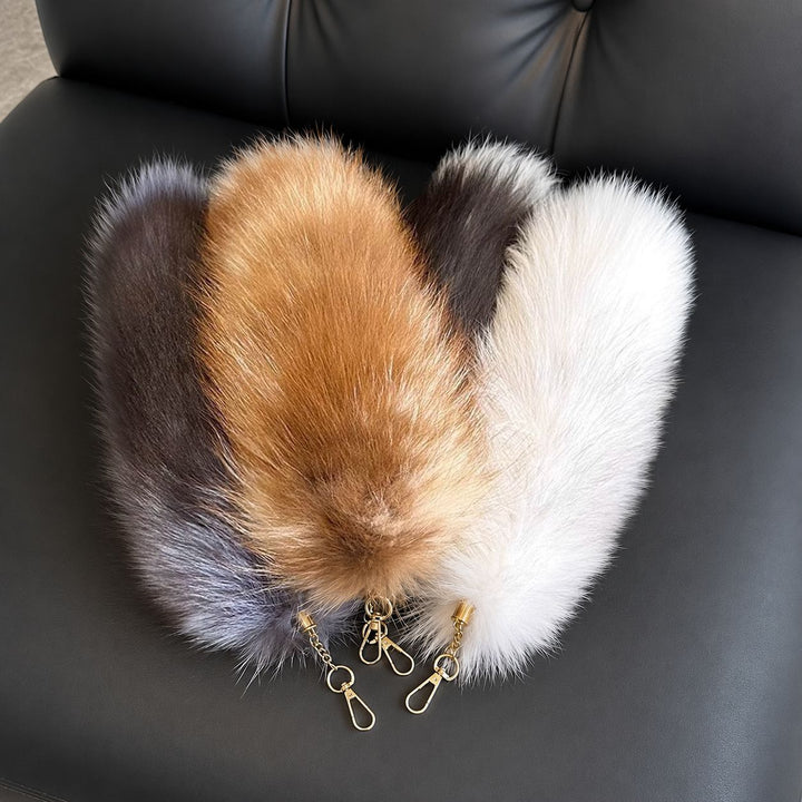Luxury Real Fox Fur Tail Keychain Long Fluffy Bag Charm