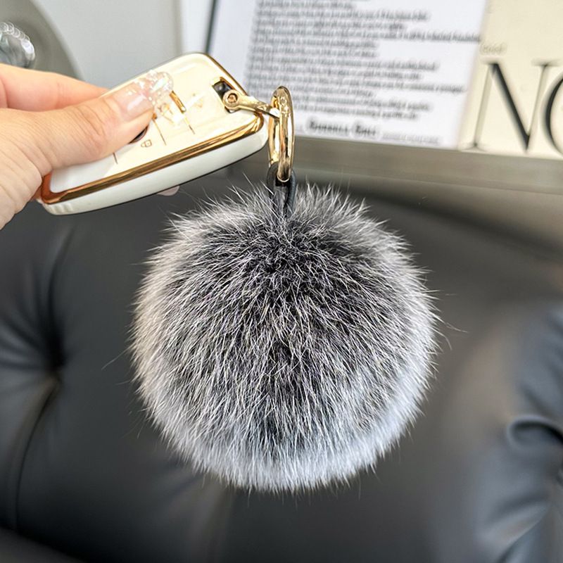 Genuine Fox Fur Pom-Pom Keychain Luxury Fluffy Fur Ball Bag Charm