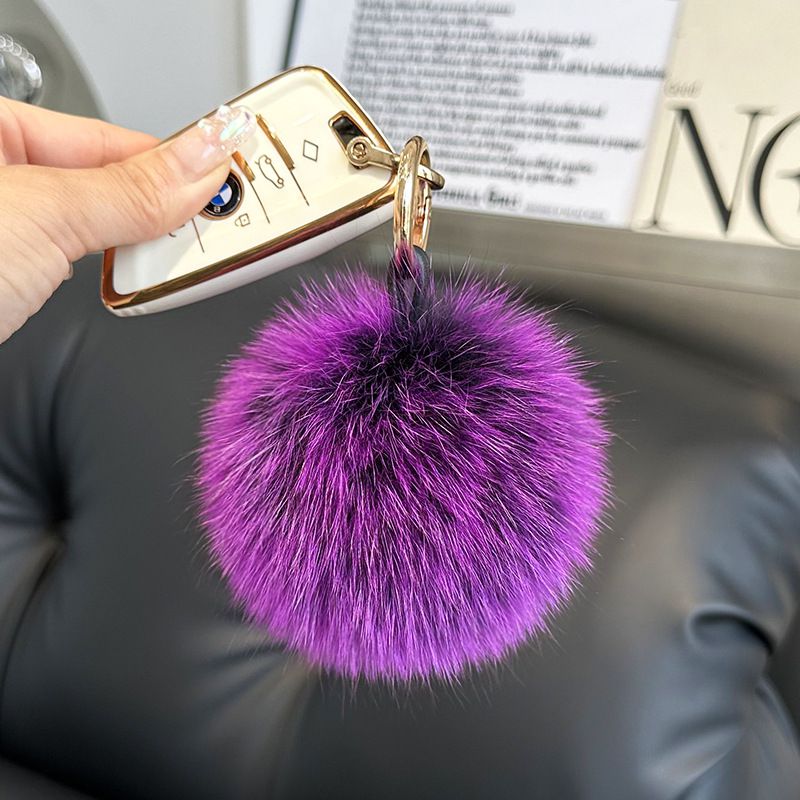 Genuine Fox Fur Pom-Pom Keychain Luxury Fluffy Fur Ball Bag Charm