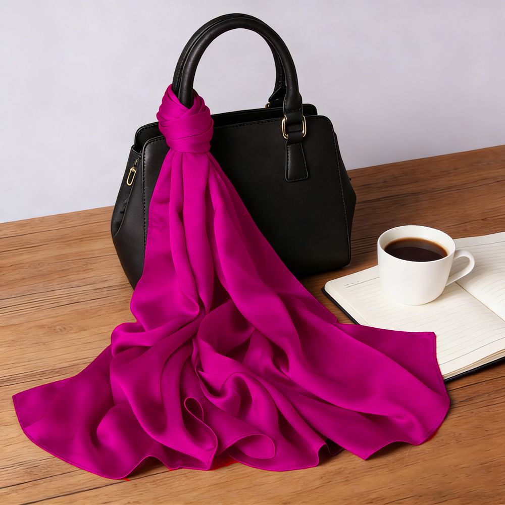 69" x 21" Classic Solid Color 100% Mulberry Silk Long Scarf for Women