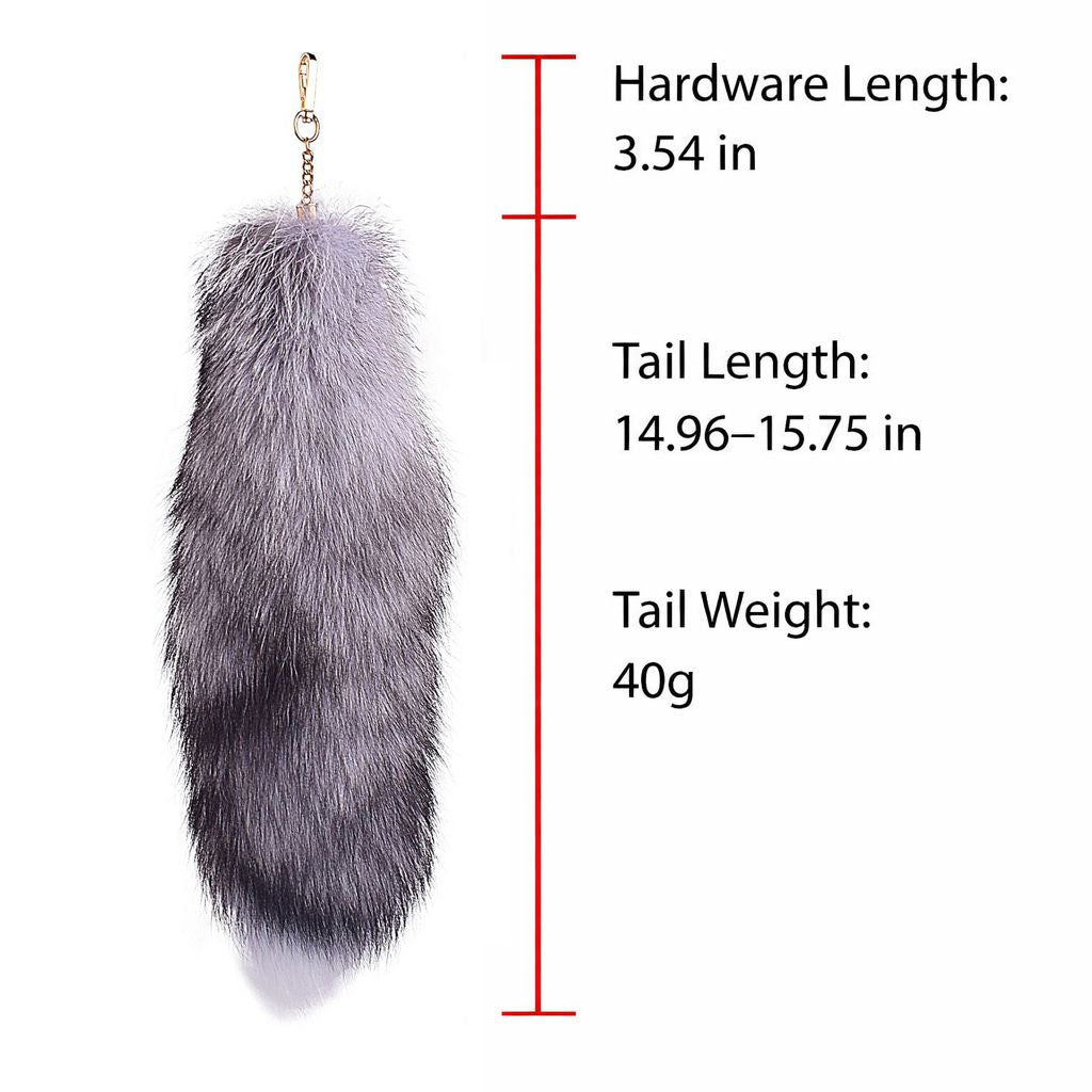 Real Fox Tail Fur Keychain Oversized Fluffy Furry Plush Car King Ring Bag Charm