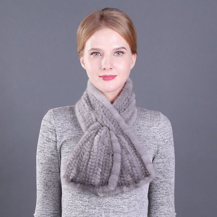 Elegant Real Mink Fur Knitted Scarf Luxury Winter Scarf for Cold Weather