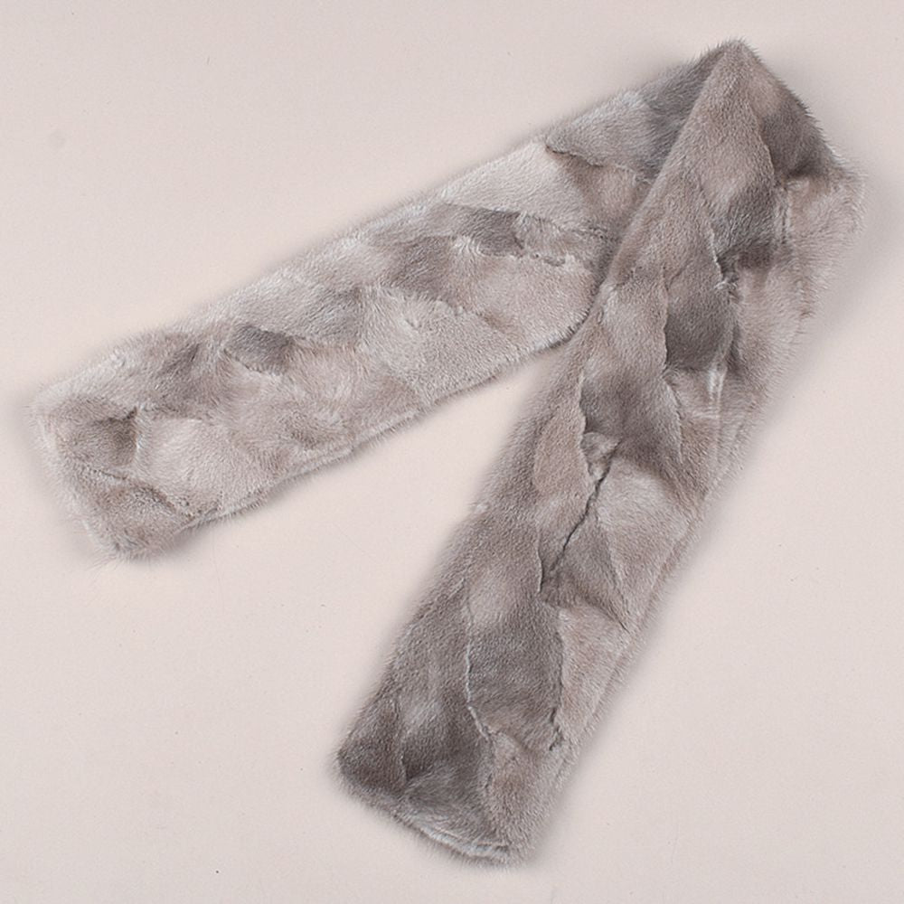 Women's Double-Sided Real Mink Fur Scarf Luxury Winter Lightweight & Elegant Collar Wrap with Slot Loop
