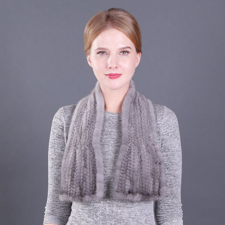 Elegant Real Mink Fur Knitted Scarf Luxury Winter Scarf for Cold Weather
