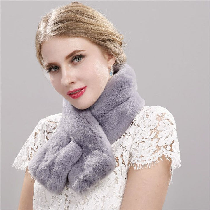Soft Real Rabbit Fur Scarf for Women Warm Winter Collar Wrap