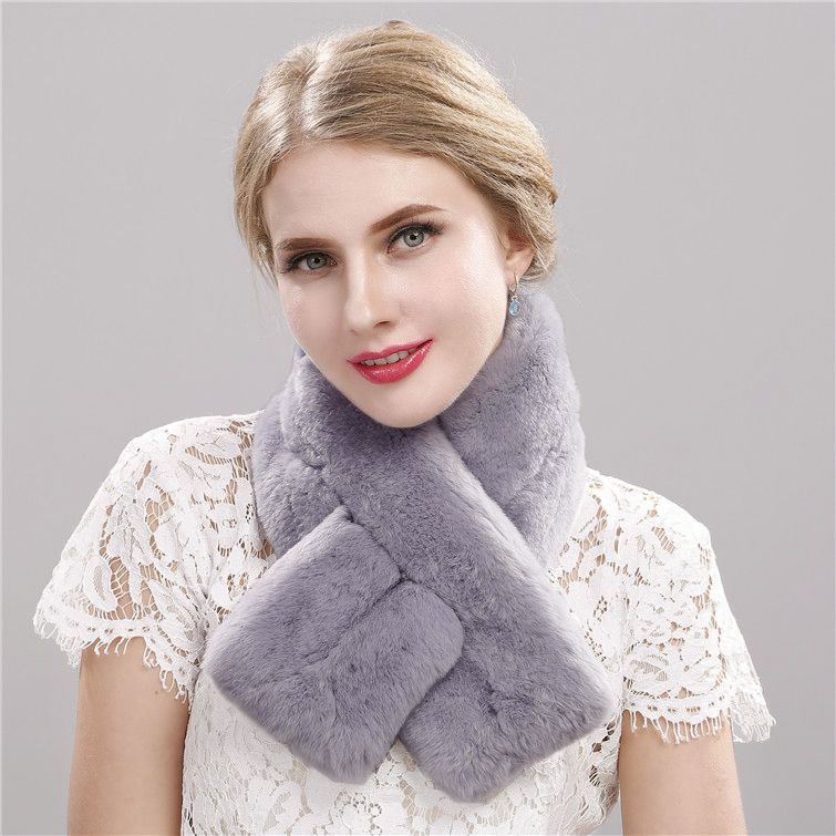 Soft Real Rabbit Fur Scarf for Women Warm Winter Collar Wrap