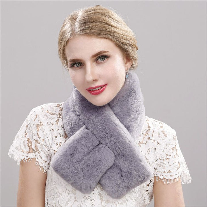 Soft Real Rabbit Fur Scarf for Women Warm Winter Collar Wrap
