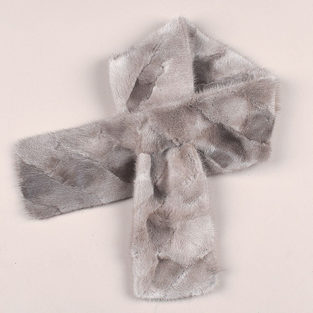 Women's Double-Sided Real Mink Fur Scarf Luxury Winter Lightweight & Elegant Collar Wrap with Slot Loop