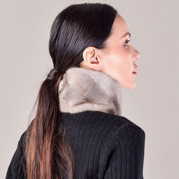 Women's Double-Sided Real Mink Fur Scarf Luxury Winter Lightweight & Elegant Collar Wrap with Slot Loop