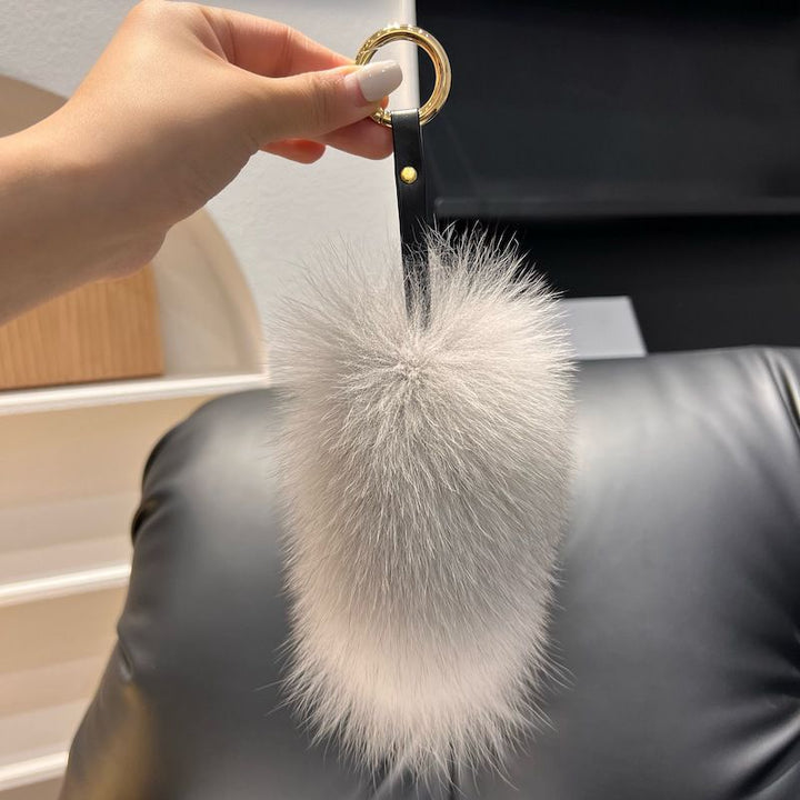 Cute Small Tail Real Fox Fur Keychain Luxury Fluffy Fur Bag Charm