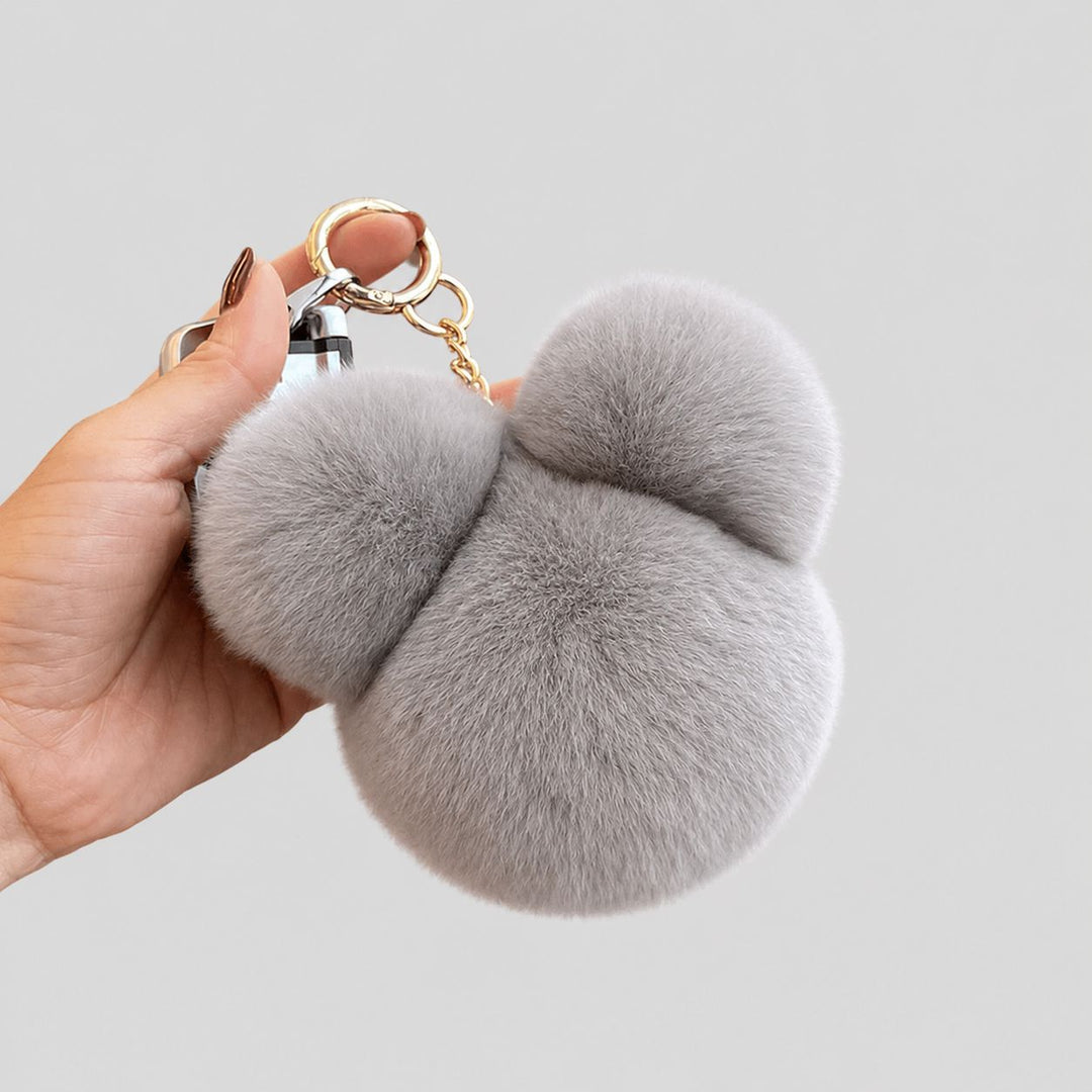 Real Rabbit Fur Bear Keychain Luxury Genuine Fur Pom Pom Bag Charm Key Ring Accessory