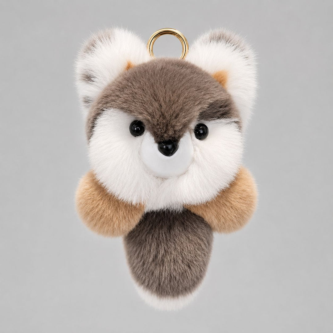 Cute Real Rabbit Fur Fox Keychain Fluffy Plush Furry Animal Bag Charm