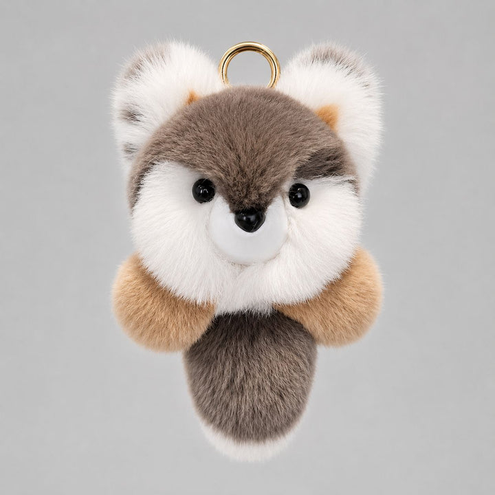 Cute Real Rabbit Fur Fox Keychain Fluffy Plush Furry Animal Bag Charm