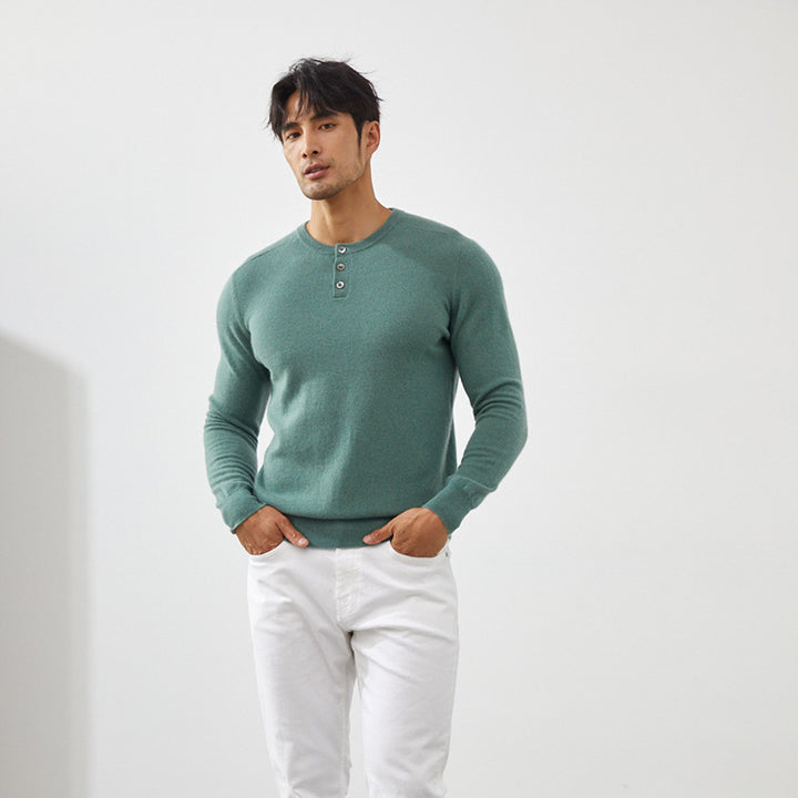 Men's Premium 100% Cashmere Henley Sweater