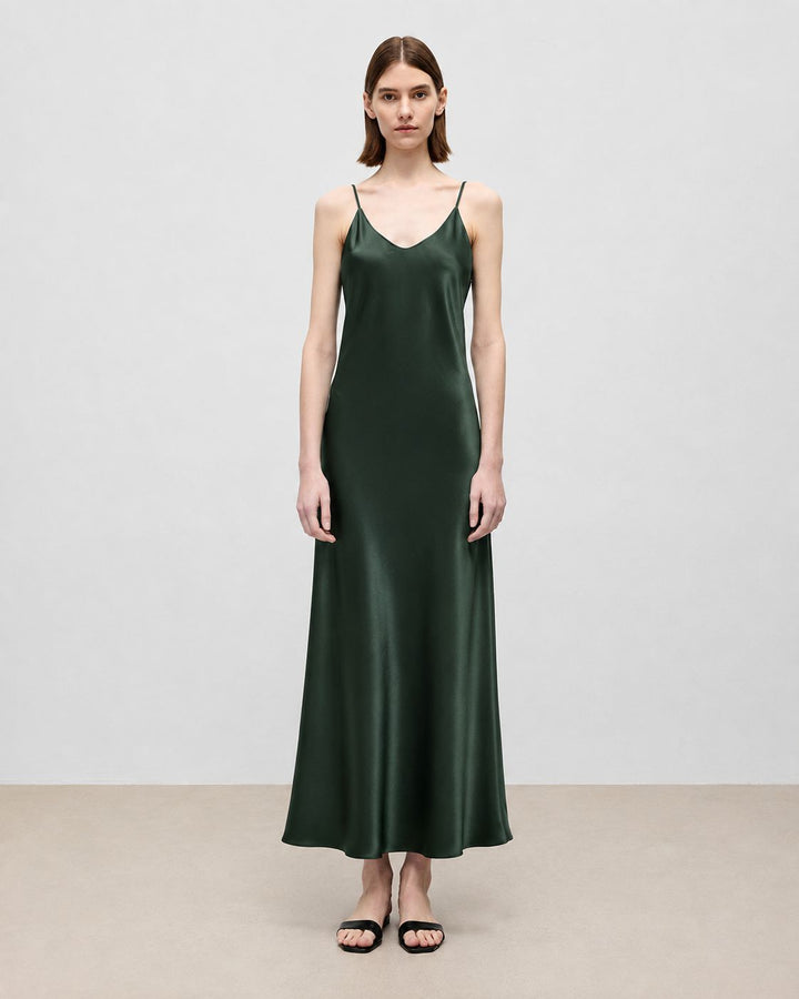 Mulberry Silk V-Neck Long Slip Dress