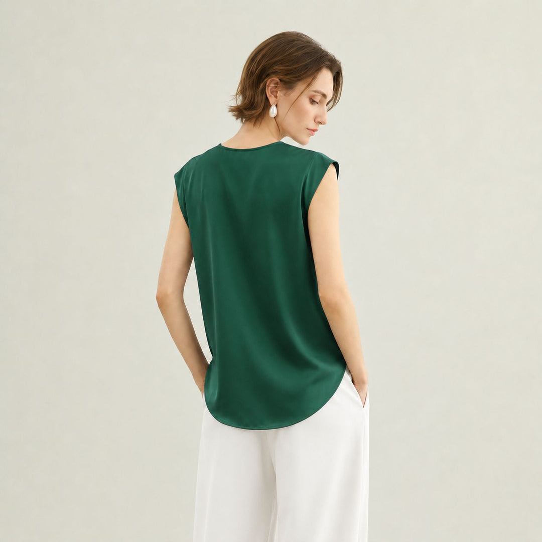 Women's Mulberry Silk Sleeveless V-Neck Blouse