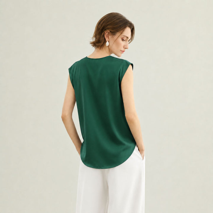Women's Mulberry Silk Sleeveless V-Neck Blouse