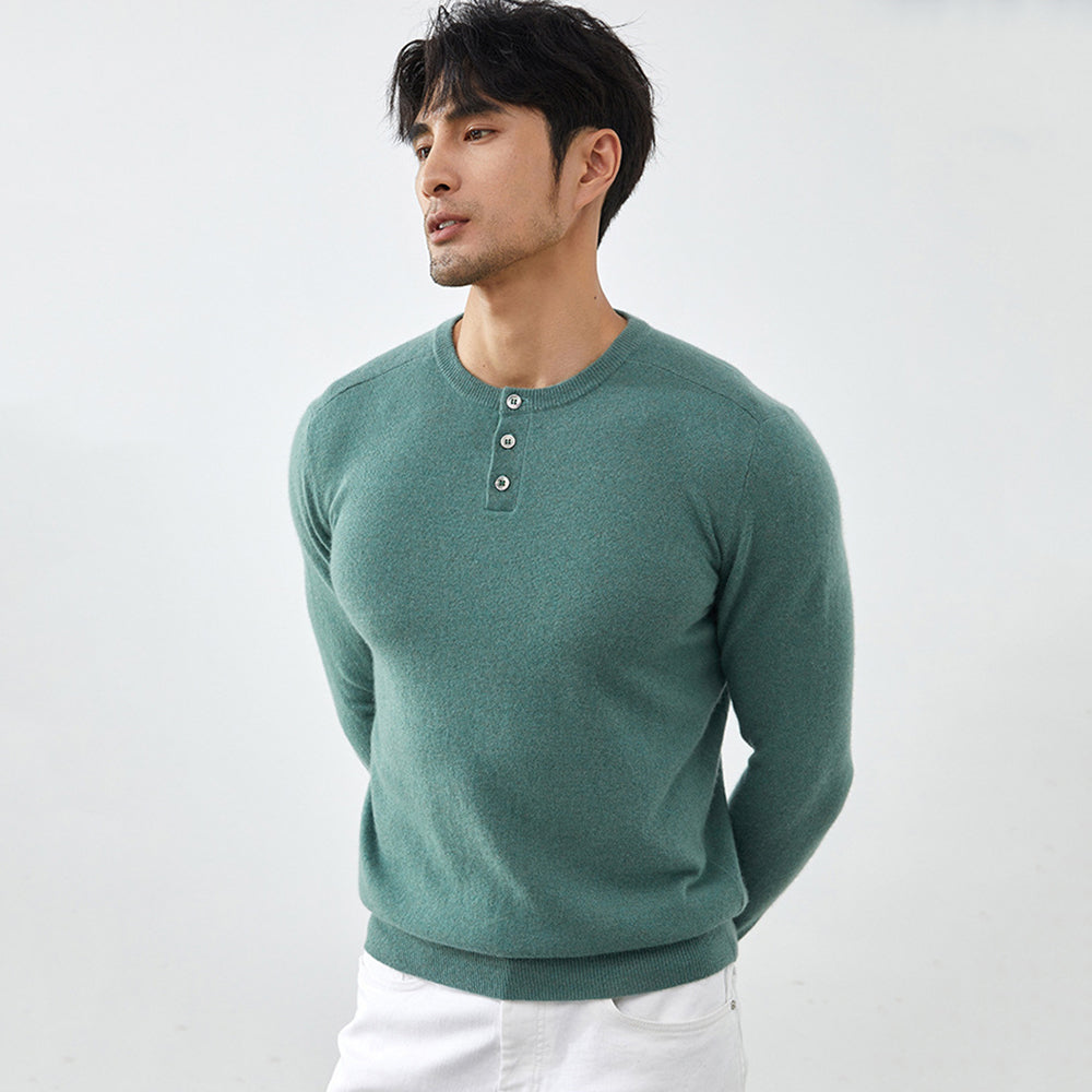 Men's Premium 100% Cashmere Henley Sweater