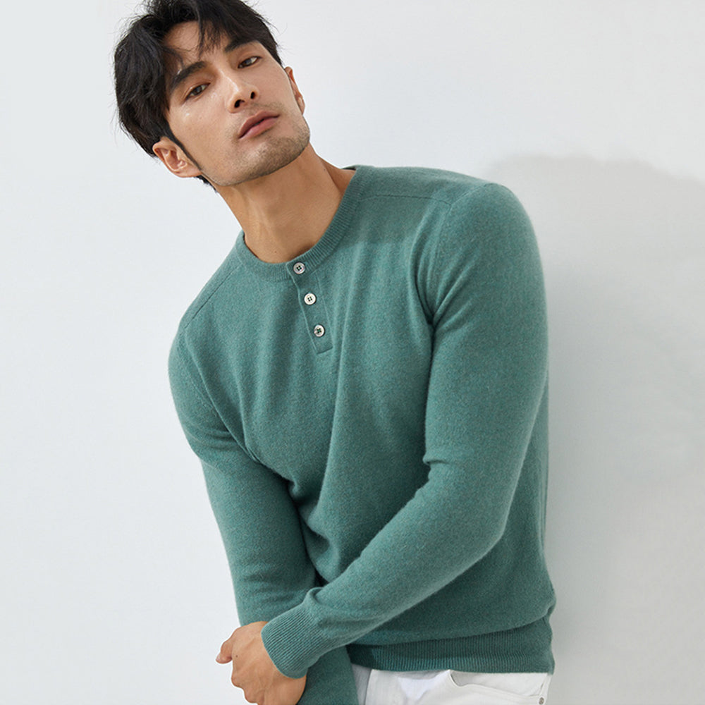 Men's Premium 100% Cashmere Henley Sweater