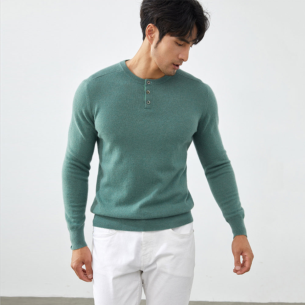 Men's Premium 100% Cashmere Henley Sweater