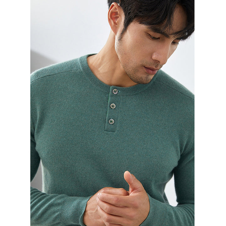 Men's Premium 100% Cashmere Henley Sweater