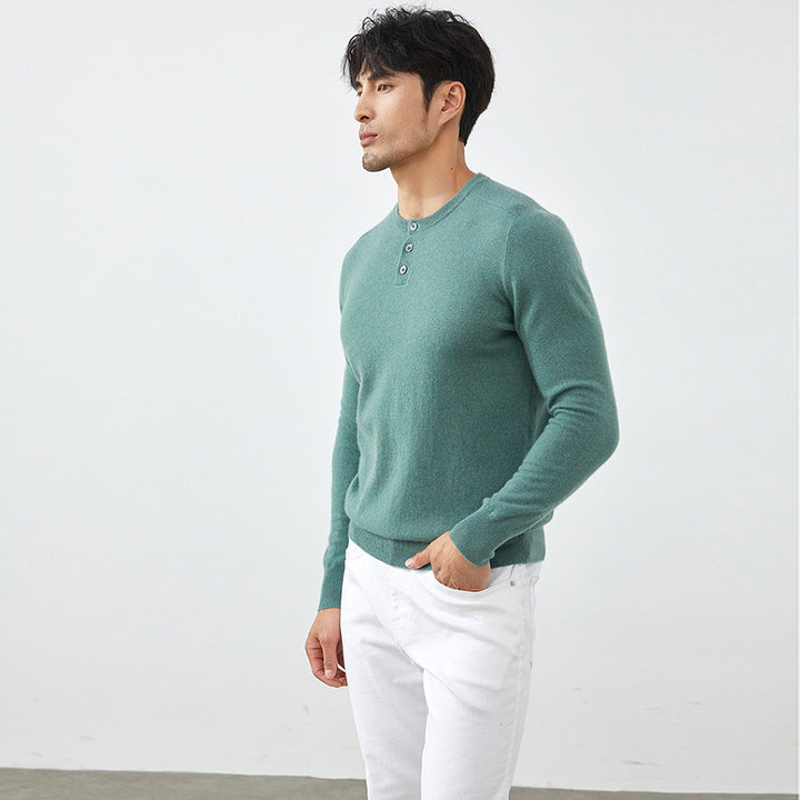 Men's Premium 100% Cashmere Henley Sweater