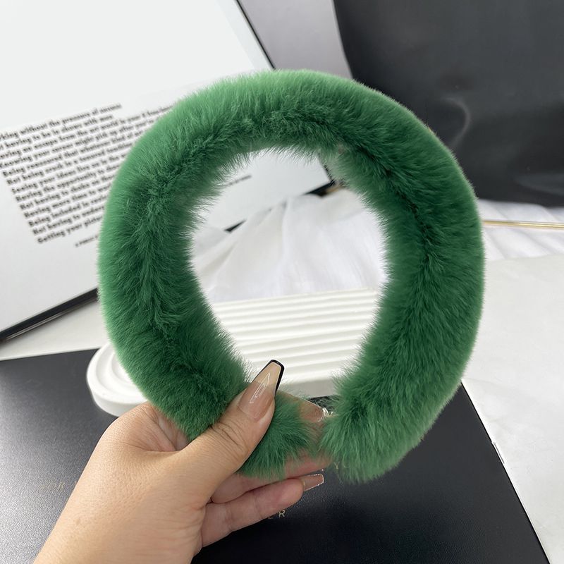 Real Rabbit Fur Headband Women's Soft Plush Leopard Print Hair Accessories