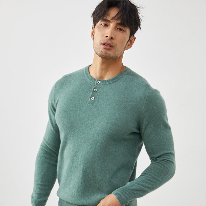 Men's Premium 100% Cashmere Henley Sweater