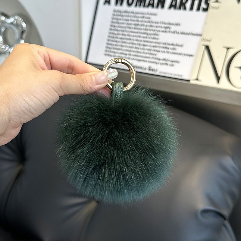 Genuine Fox Fur Pom-Pom Keychain Luxury Fluffy Fur Ball Bag Charm