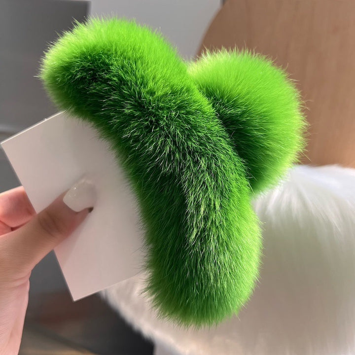 Large Fluffy Rabbit Fur Claw Clip