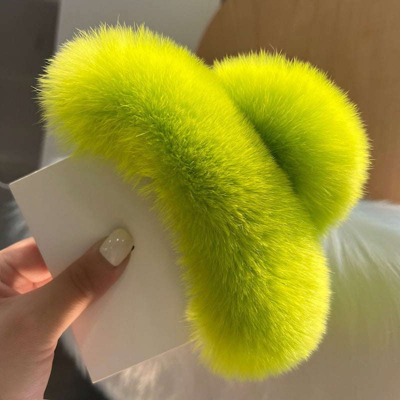 Large Fluffy Rabbit Fur Claw Clip