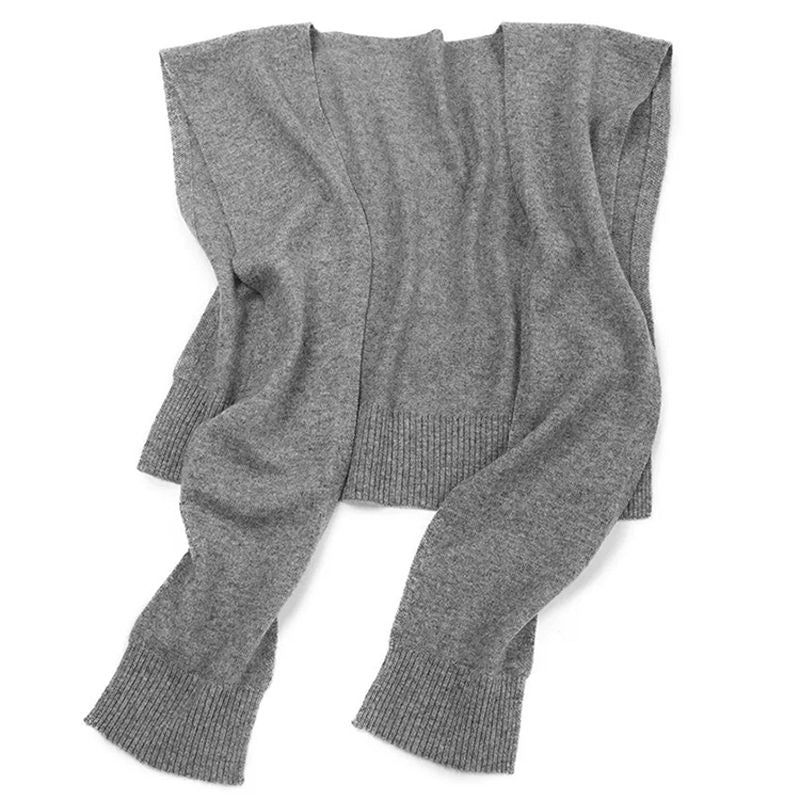 Soft Simple Style Women Elegant 100% Cashmere Shawl with Sleeves