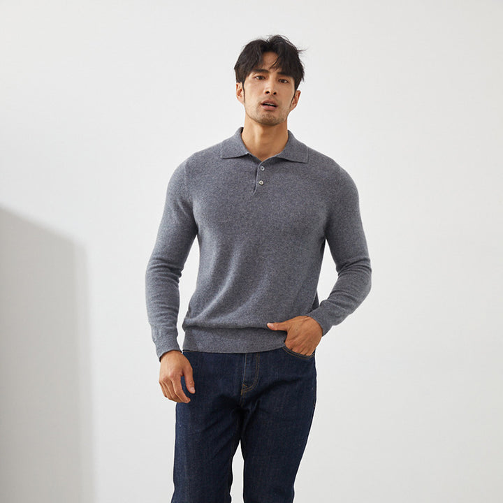 Men's Luxury 100% Cashmere Polo Sweater