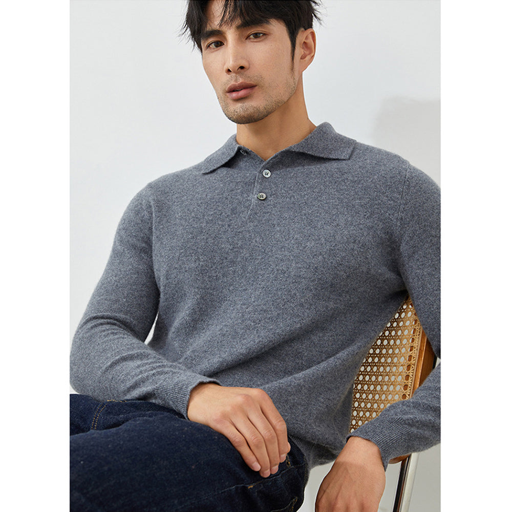 Men's Luxury 100% Cashmere Polo Sweater