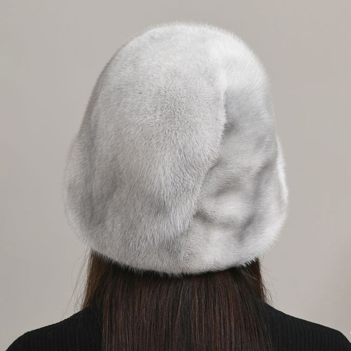 Luxury Real Mink Fur Bucket Hat Soft Warm Elegant Winter Hat for Women