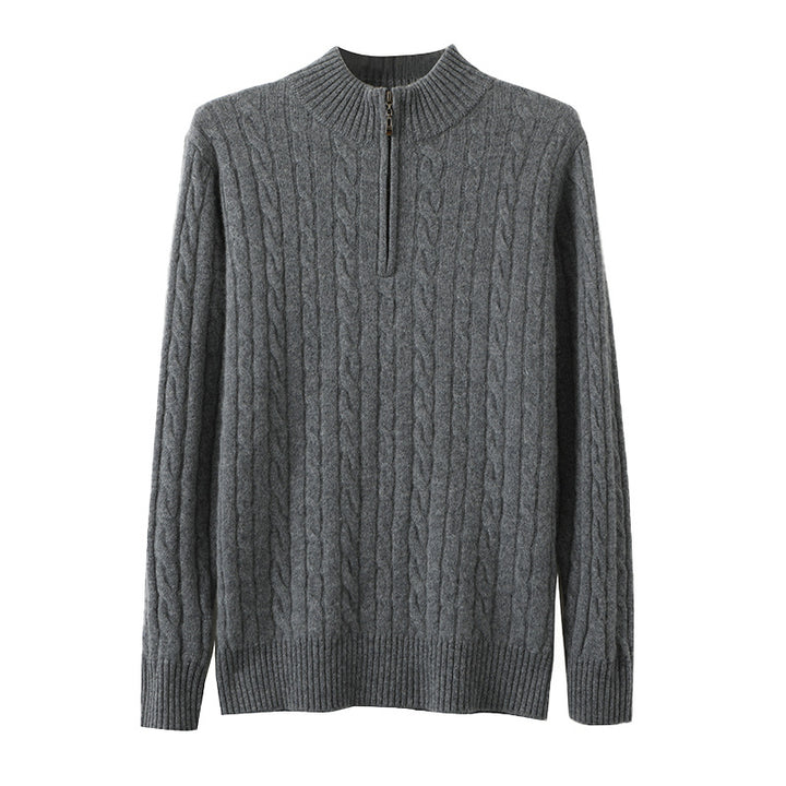 Men's Classic & Cozy Cable Knit 100% Cashmere Half-Zip Sweater