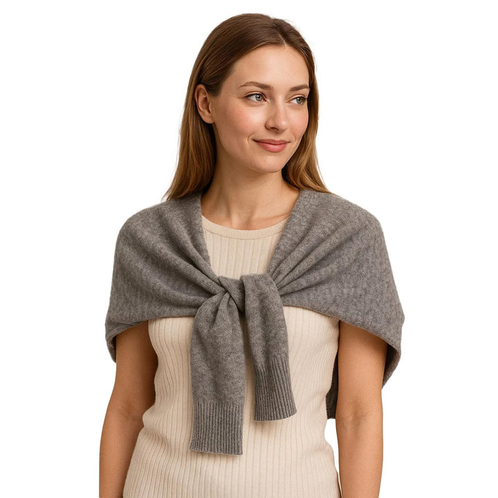 Soft Layering Women's Versatile 100% Cashmere Shawl with Sleeve