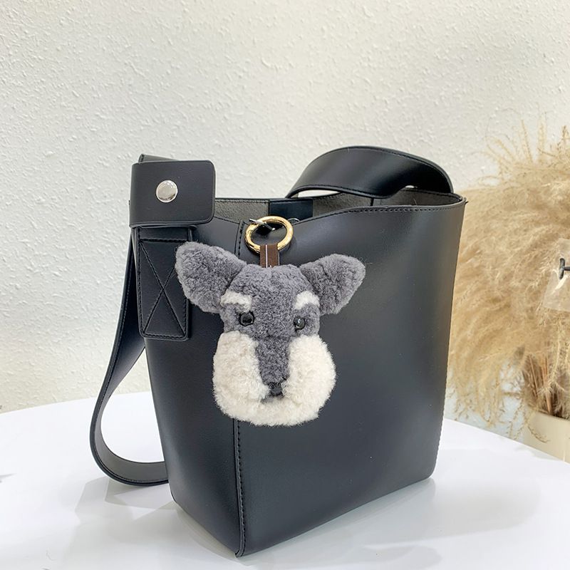 Real Wool Puppy Keychain Cute Plush Dog Key Ring Bag Charm
